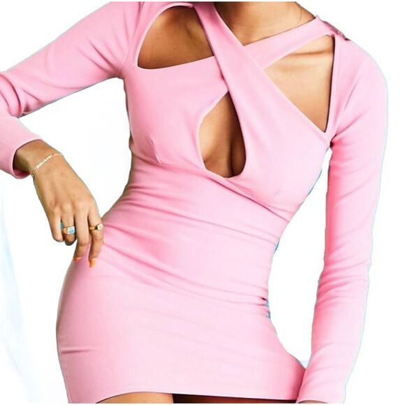 ASOS Design Bubble Gum Pink Bodycon Dress Sz 4 - Picture 1 of 4